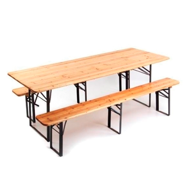 WOODEN FOLDING BEER TABLE AND 2 BENCHES RWFT-009
